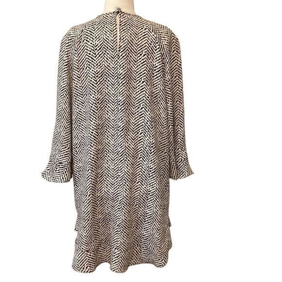 NWT Zara Women's Black Mix Printed Tunic Mini Dress Fluted Sleeve M - Picture 9 of 14